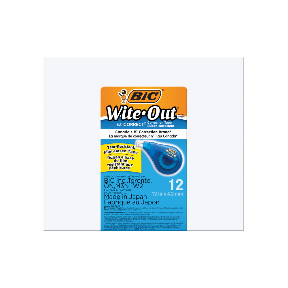 Image of BIC Wite-Out EZ Correct Correction Tape - White - Tear-Resistant Tape - 12 Pack