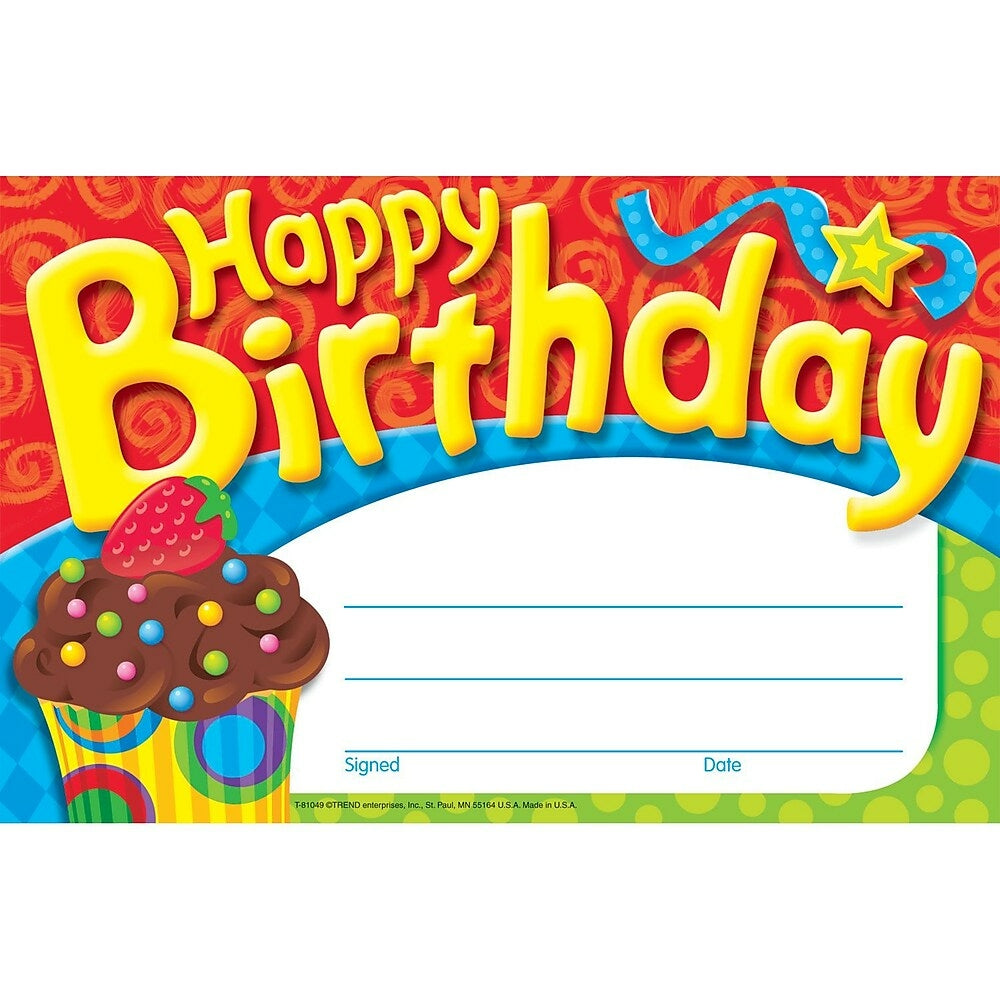 Image of Trend Enterprises Happy Birthday Award, 180 Pack (T-81049)