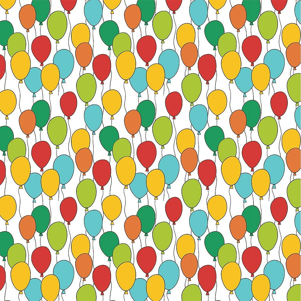 Image of 2 Sheet Flat Birthday Wrap, Balloons, 12 Pack