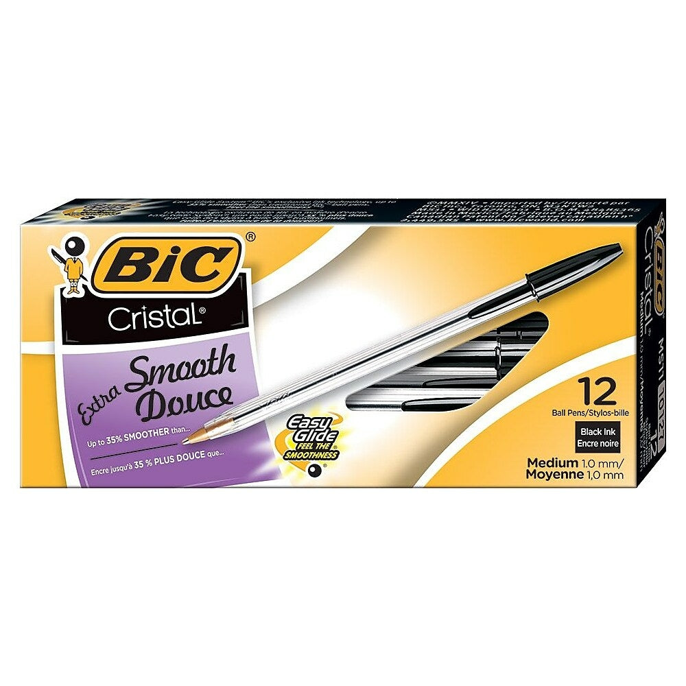Image of BIC Cristal Ballpoint Stick Pens, 1.0mm, Black, 12 Pack