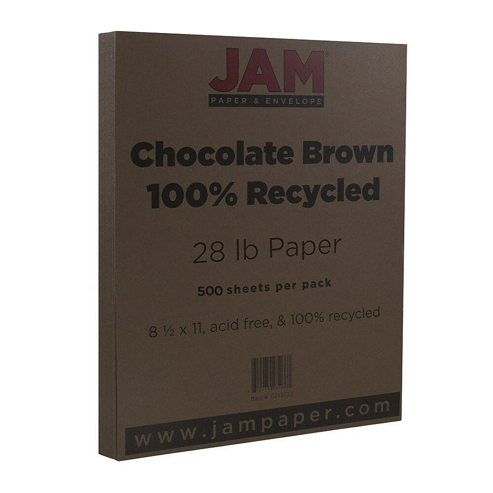 Image of JAM Paper Matte Paper, 8.5 x 11, 28lb Chocolate Brown, 500 Pack (233723B)