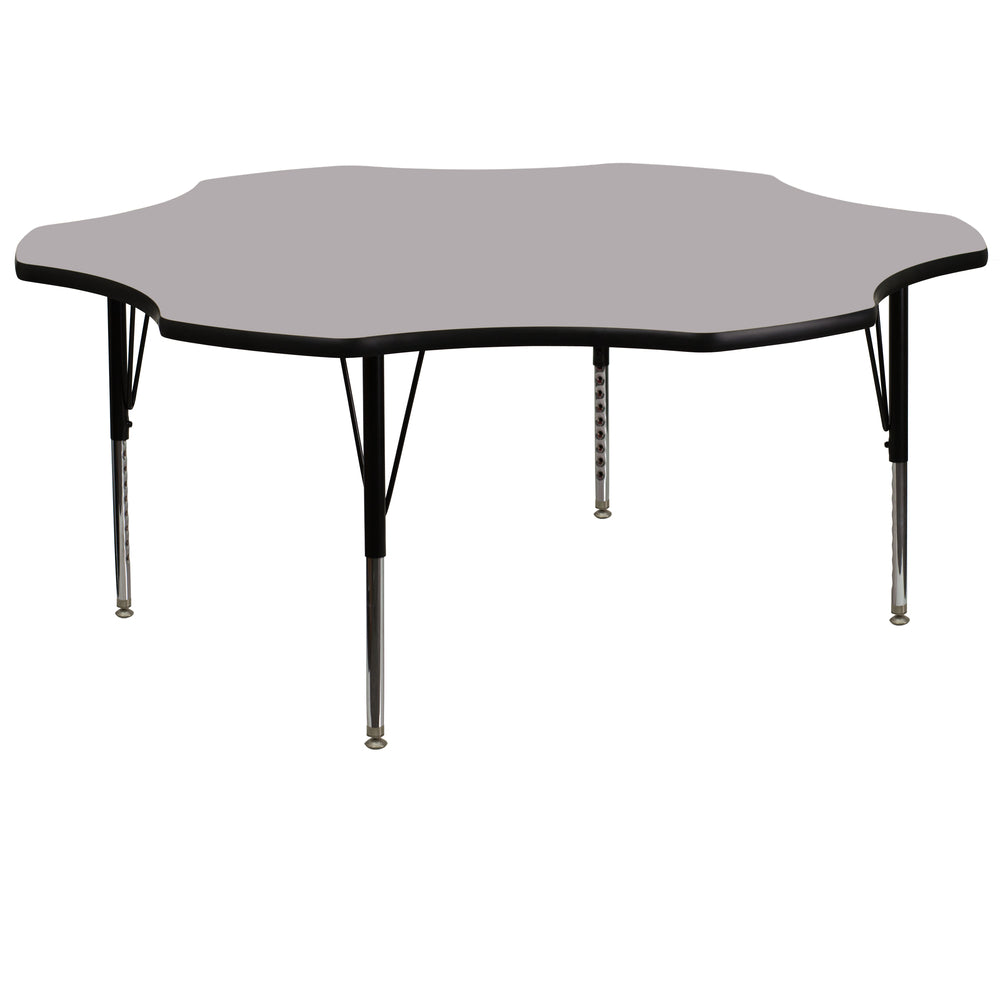 Image of Flash Furniture 60" Flower Grey Thermal Laminate Activity Table - Height Adjustable Short Legs