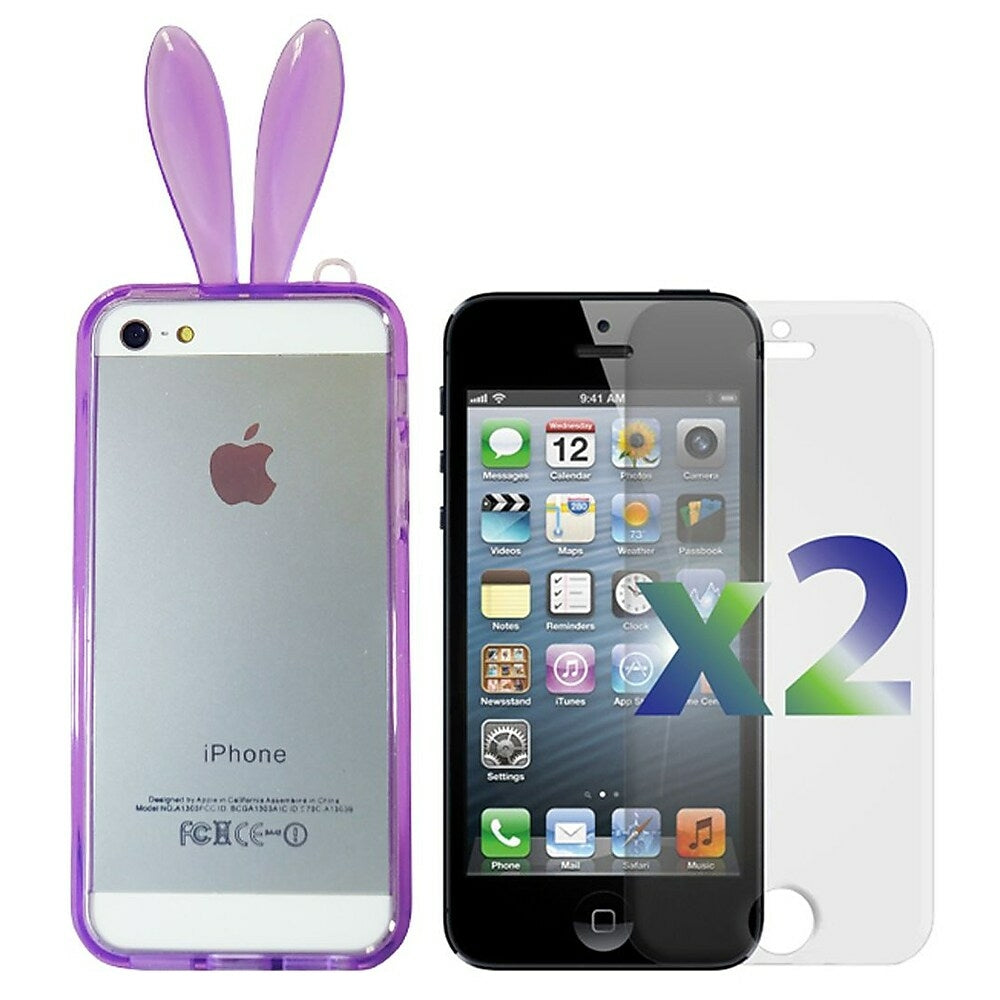 Image of Exian Bumper Case with Bunny Ears for iPhone SE, 5, 5s - Purple