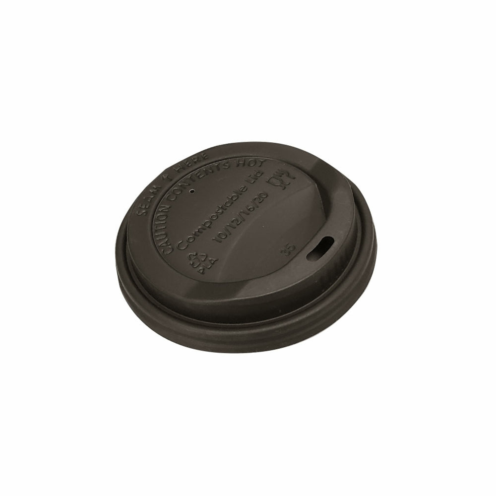 Image of Globe Commercial Products 12 oz - 20 oz Dome Lid PP - Black - 1000 Pack