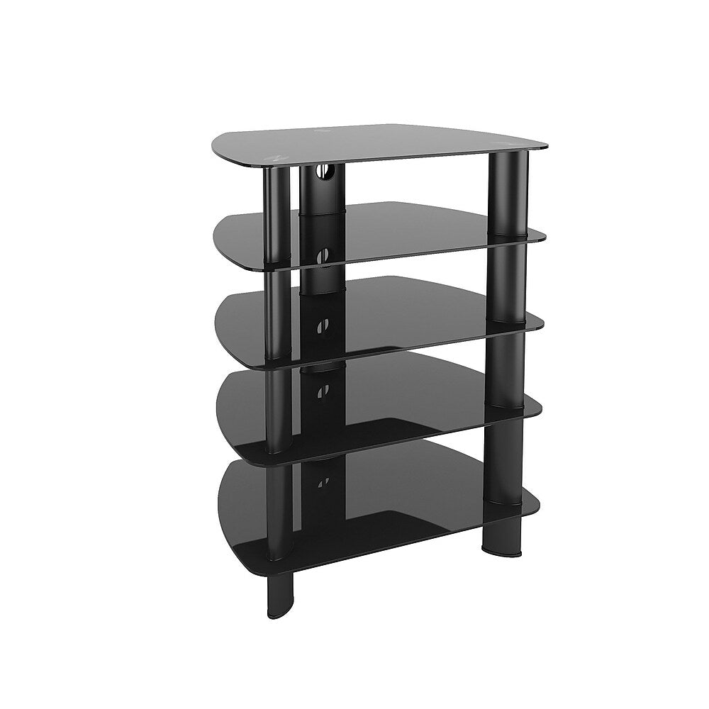 Image of CorLiving TRL-801-C Laguna Glass Component Stand, Satin Black