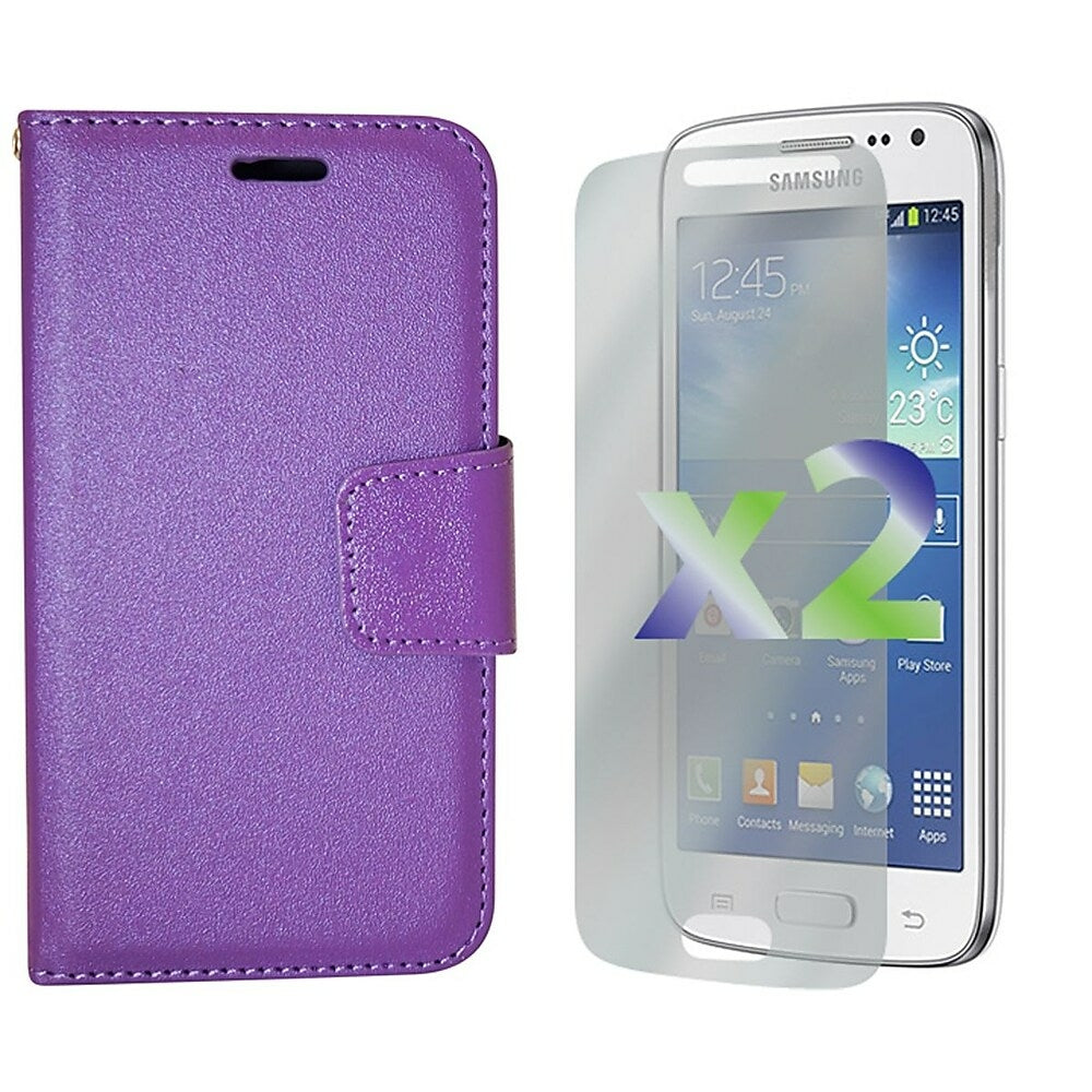 Image of Exian Leather Wallet Case for Samsung Galaxy Core LTE - Purple