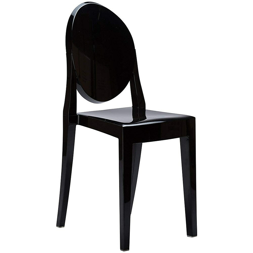 Image of Nicer Furniture Philippe Starck Louis XVI Ghost Side Chair without Arms-Modern Victoria Dining Chair, Black, 4 Pack