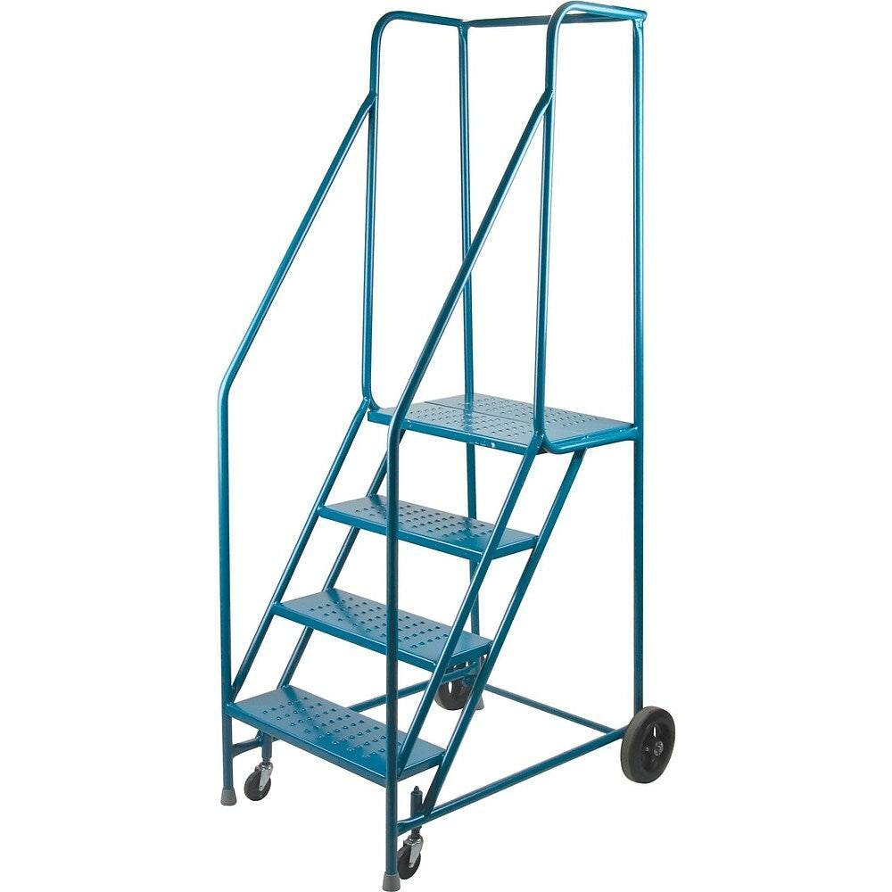 Image of Kleton Rolling Step Ladders, 4 Steps, 22" Step Width, 37" Platform Height, Steel, Yellow