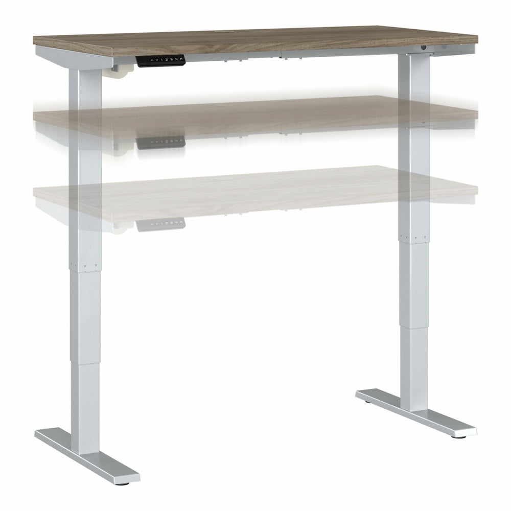 Image of Bush Business Furniture Move 40 Series 48" W x 24" D Electric Height Adjustable Standing Desk - Modern Hickory/Grey Metallic, Brown