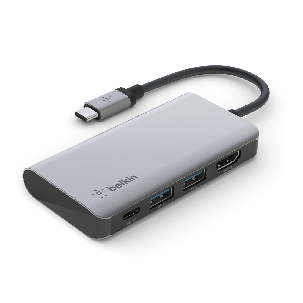 Image of Belkin 4-in-1 USB-C Multiport Adapter - Grey