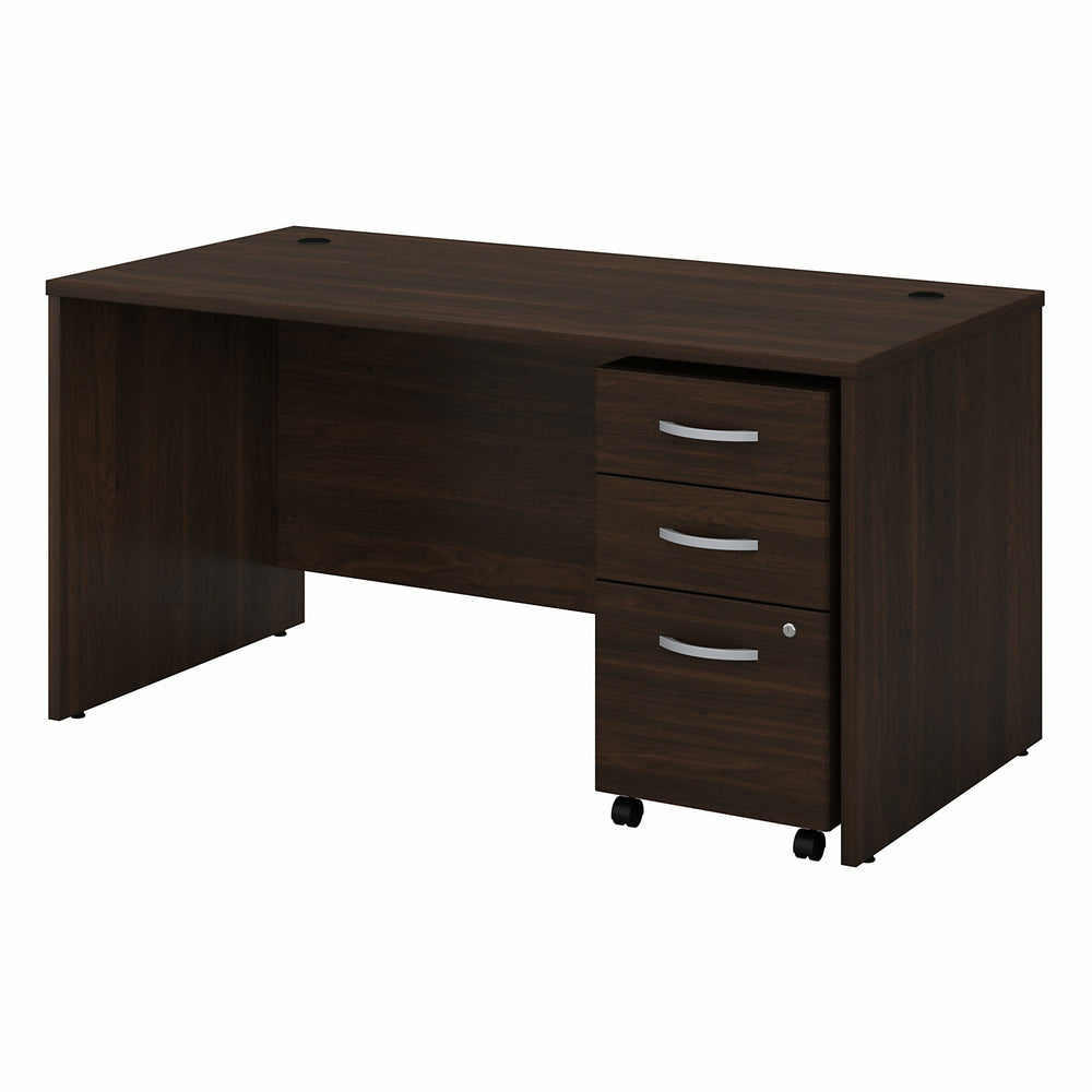 Image of Bush Business Furniture Studio C 60"W x 30"D Office Desk with Mobile File Cabinet - Black Walnut