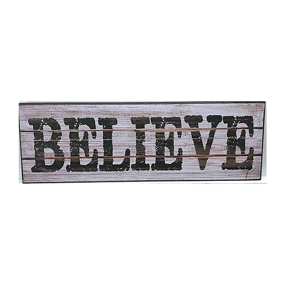 Image of Sign-A-Tology Believe Vintage Wooden Sign - 18" x 6"