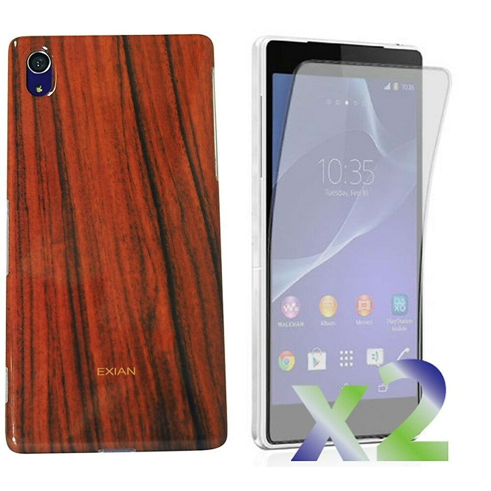 Image of Exian Wood Grain Pattern Case for Sony Xperia Z2, Brown
