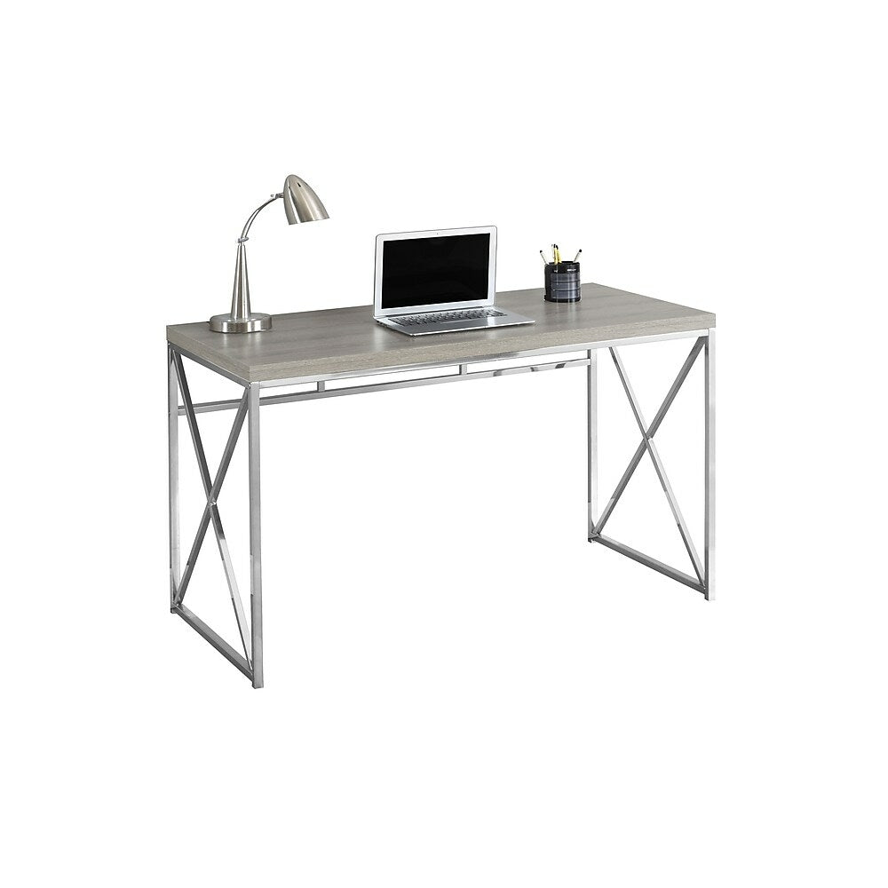 Image of Monarch Specialties - 7204 Computer Desk - Home Office - Laptop - Work - Metal - Laminate - Brown - Chrome - Contemporary