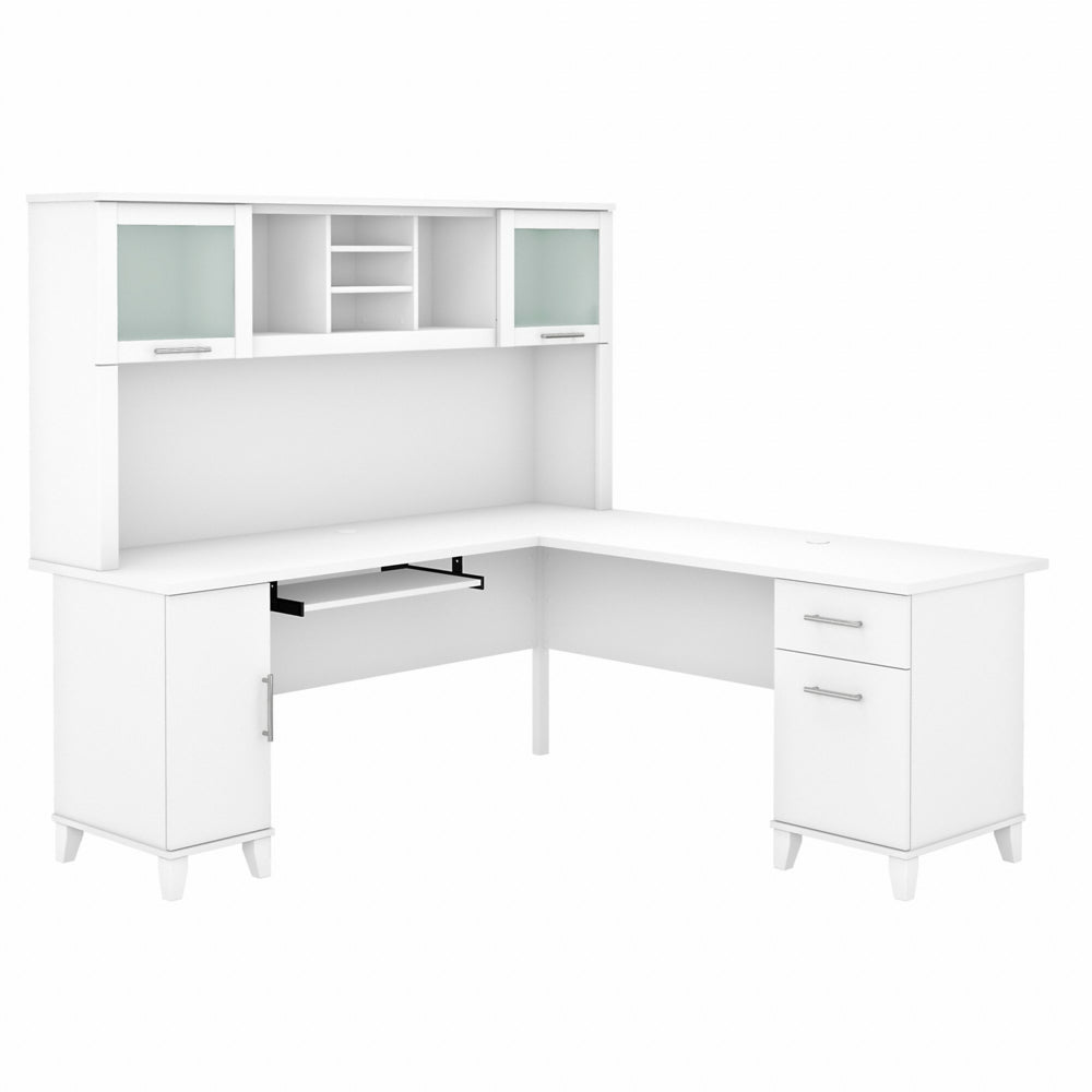 Image of Bush Furniture Somerset 72"W L-Shaped Desk with Hutch - White