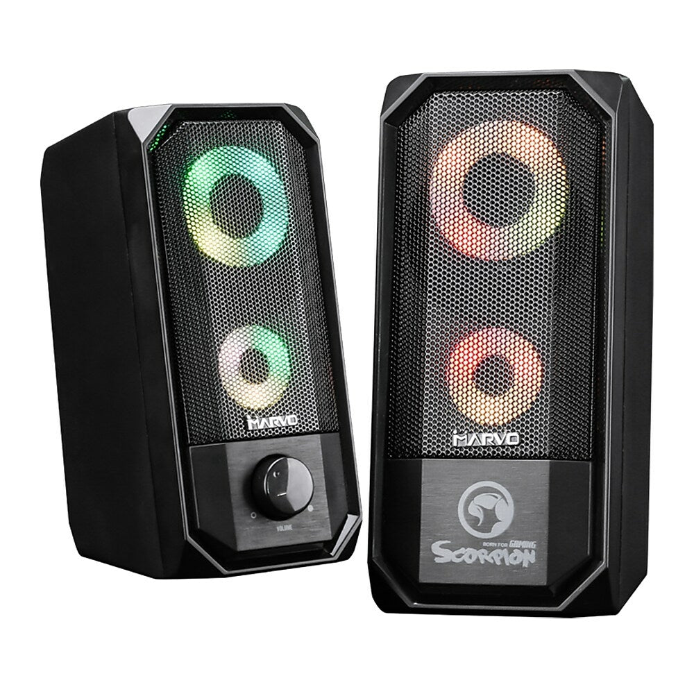 Image of Marvo SG265 Touch Control USB 2.0 Powered and 3.5mm Plug RGB Backlight Gaming Speaker, 2 Pack, Black