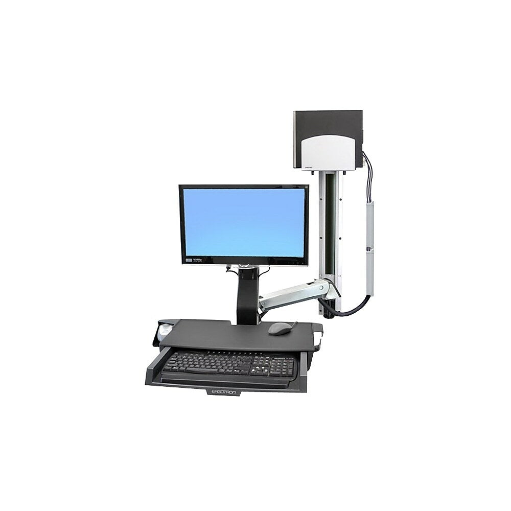 Image of Ergotron Styleview Sit-Stand Combo Arm With Worksurface, Medium CPU Holder, Black