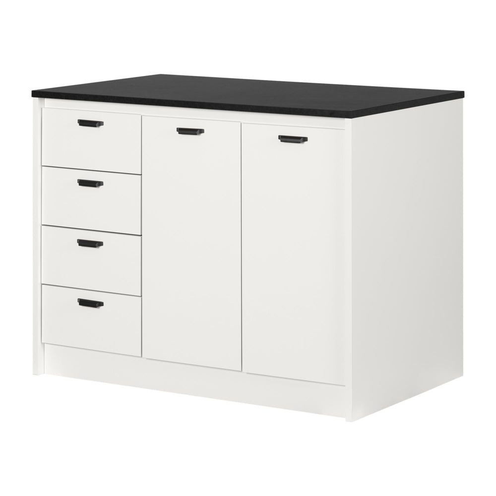 Image of South Shore Amaro Kitchen Island with Storage - Faux Black Stone and White