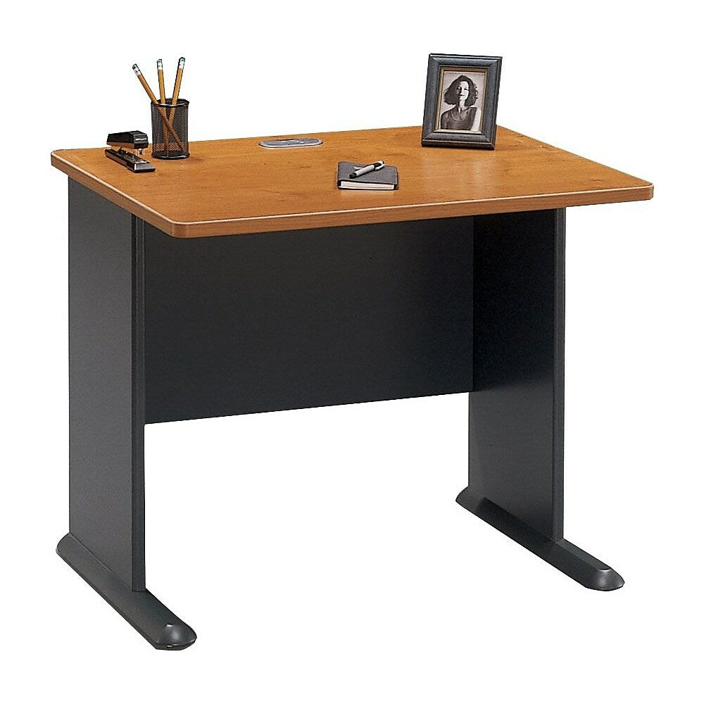 Image of Bush Business Furniture Cubix 36"W Desk, Harvest Cherry/Slate (WC57436), Brown