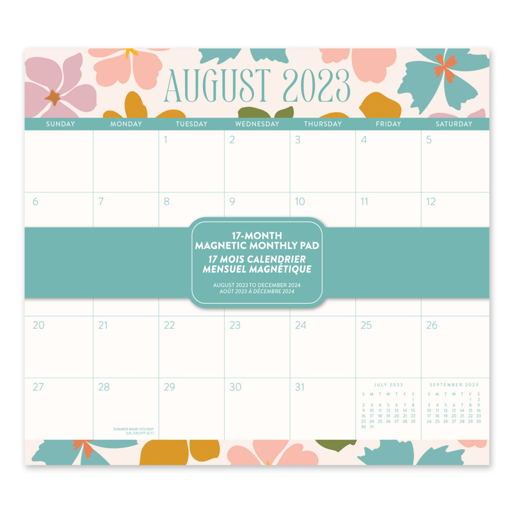 Image of Orange Circle Studio 2023-2024 Modern Floral Magnetic Monthly Pad - 8.50" x 9.49" - Assorted Colours