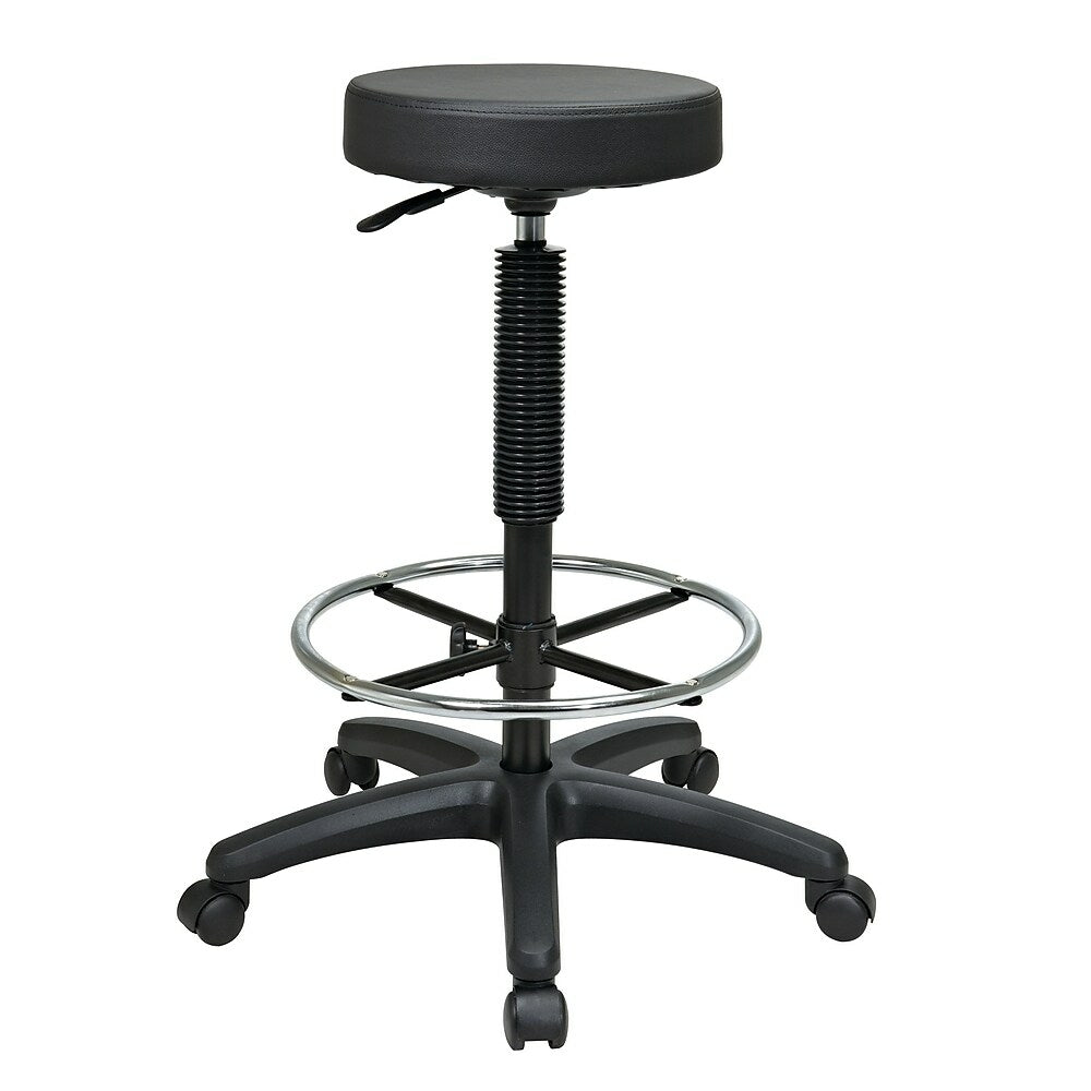 Image of Work Smart Drafting Stool with Adjustable Foot Ring, Black