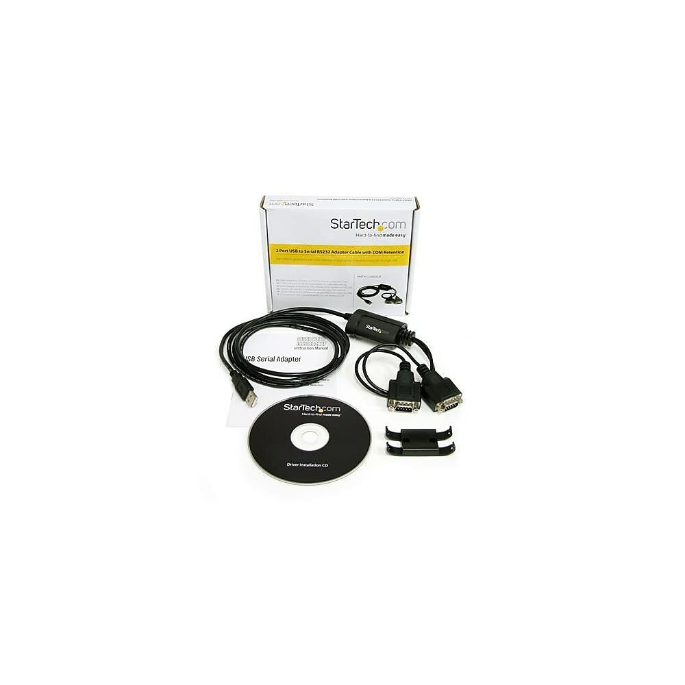 Image of StarTech 2 Port FTDI USB to Serial RS232 Adapter Cable with COM Retention