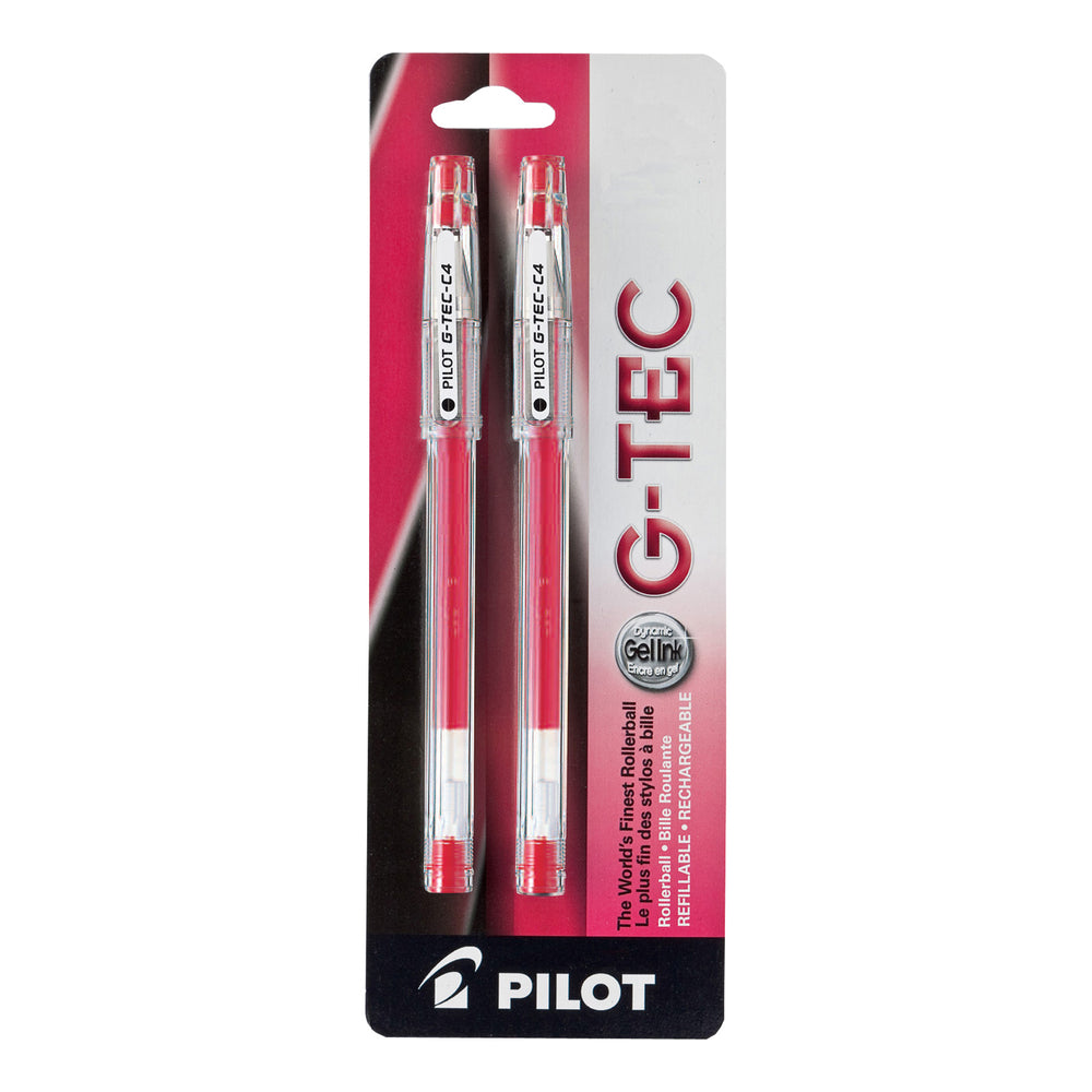 Image of Pilot G-Tec Gel Pens, 0.4mm, Red, 2 Pack