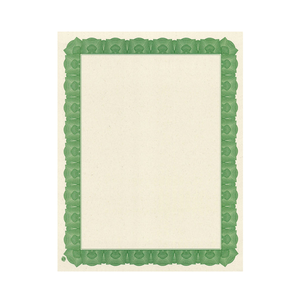 Image of Geographics Braided Green Heavyweight Certificates - 8.5" x 11" - Sugar Cane Paper - 15 Pack