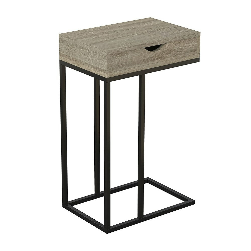 Image of Safdie & Co C-Shaped Accent Table with 1 Drawer - 15.75L - Dark Taupe/Black