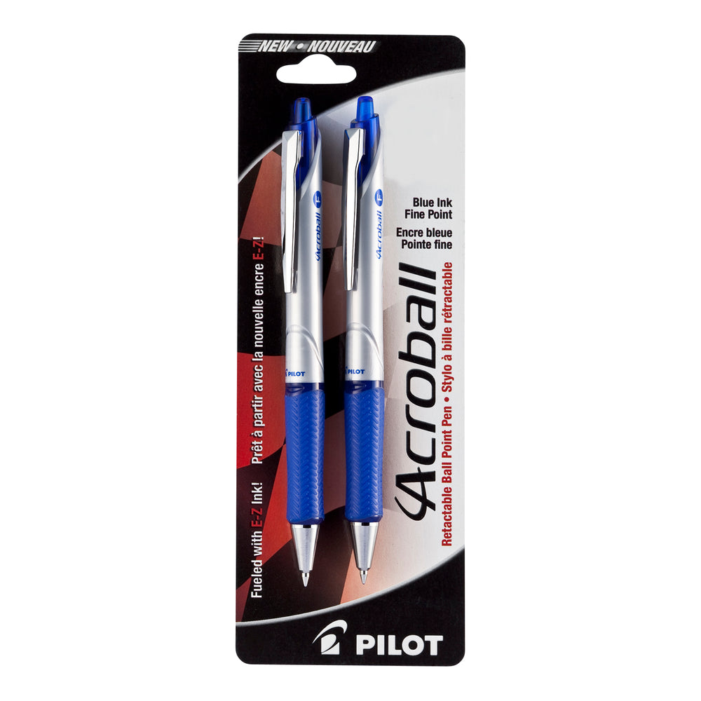 Image of Pilot Acroball Ballpoint Pens, Retractable, 0.7mm, Blue, 2 Pack