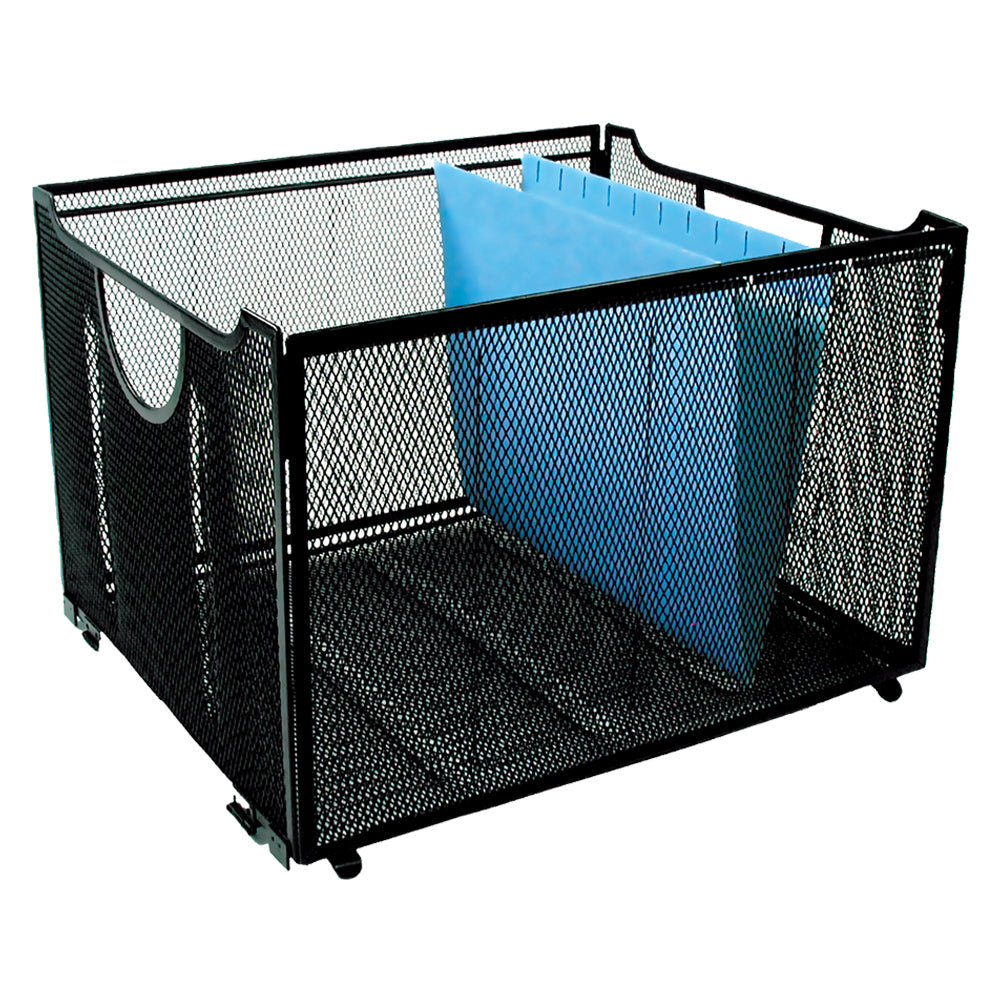 Image of Winnable Collapsible Mesh Crate for Hanging Folders, Black, Letter/Legal, 15" x 13" x 9 1/2"