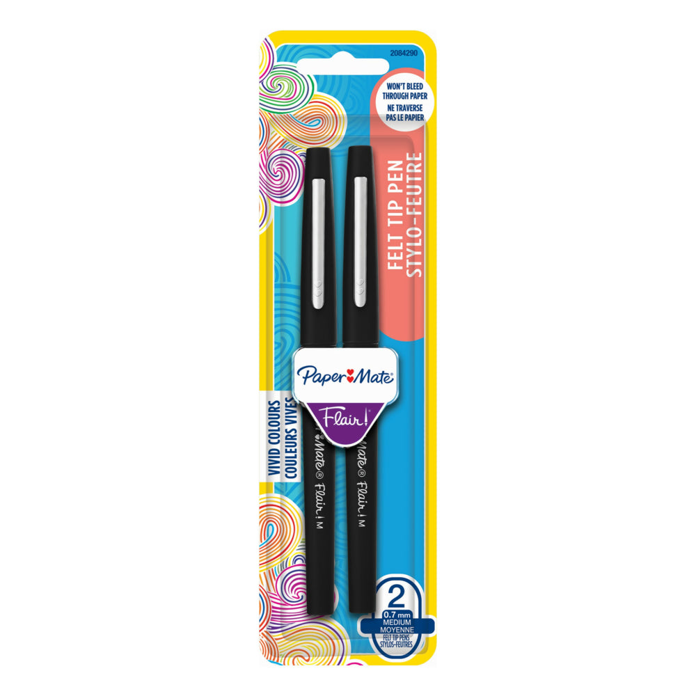 Image of PaperMate Flair Felt-Tip Pens - 0.7 mm - Black - 2 Pack