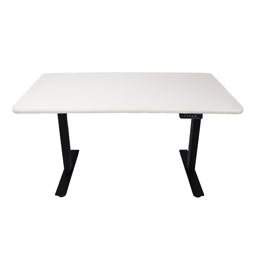Image of AnthroDesk 60" Electric Standing Desk - Black Frame - Reversible Tabletop - White/Maple