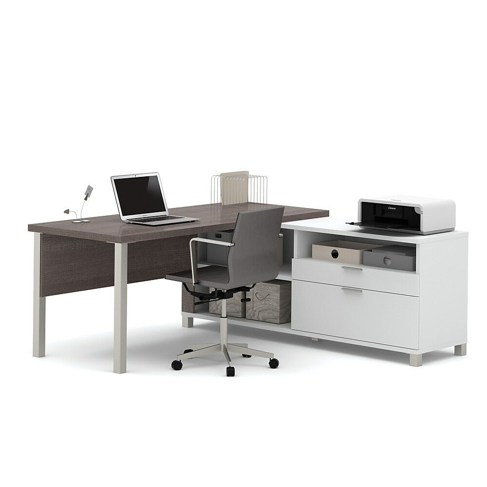 Image of Pro-Linea L-Desk, White & Bark Grey