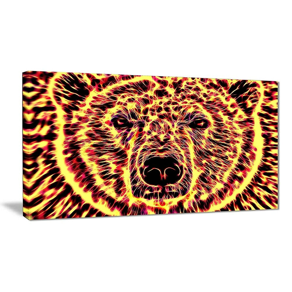 Image of Designart Psychedelic Bear Large Animal Canvas Artwork, (PT2360-40-20)