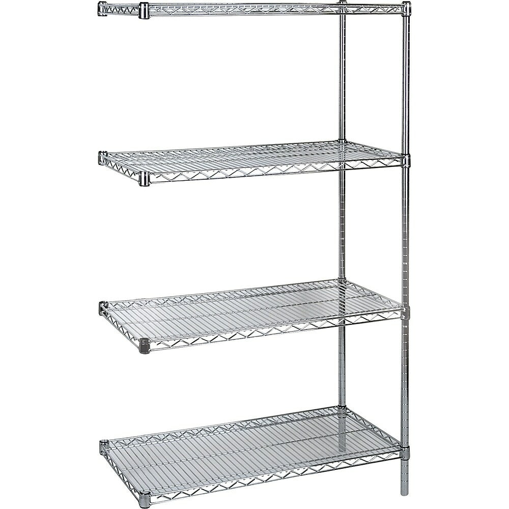 Image of Kleton Heavy-Duty Chromate Wire Shelving, Add-On Kit, 4 Tiers, 72" W x 63" H x 18" D