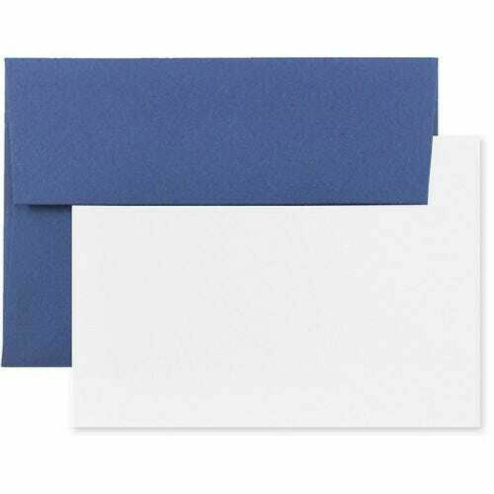 Image of JAM Paper Stationery Set - 25 White Cards and 25 A2 Envelopes - Presidential Blue - set of 25