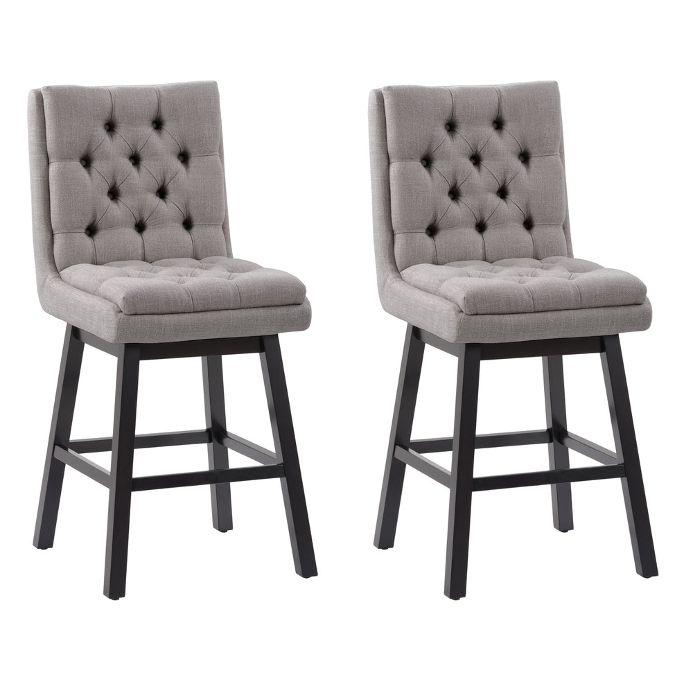 Image of CorLiving Boston Tufted Fabric Barstool - Light Grey - 2 Pack