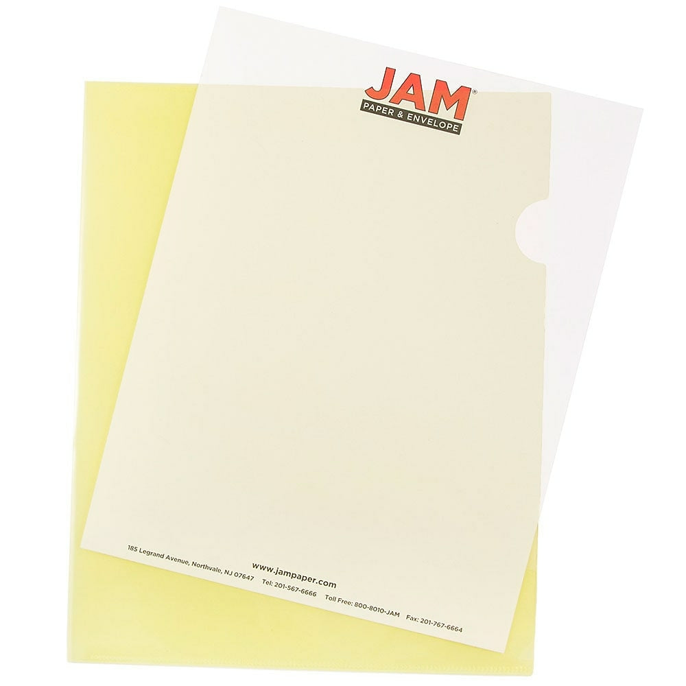 Image of JAM Paper Plastic Sleeves, 9 x 11.5, Yellow, 120 Pack (2226316991B)