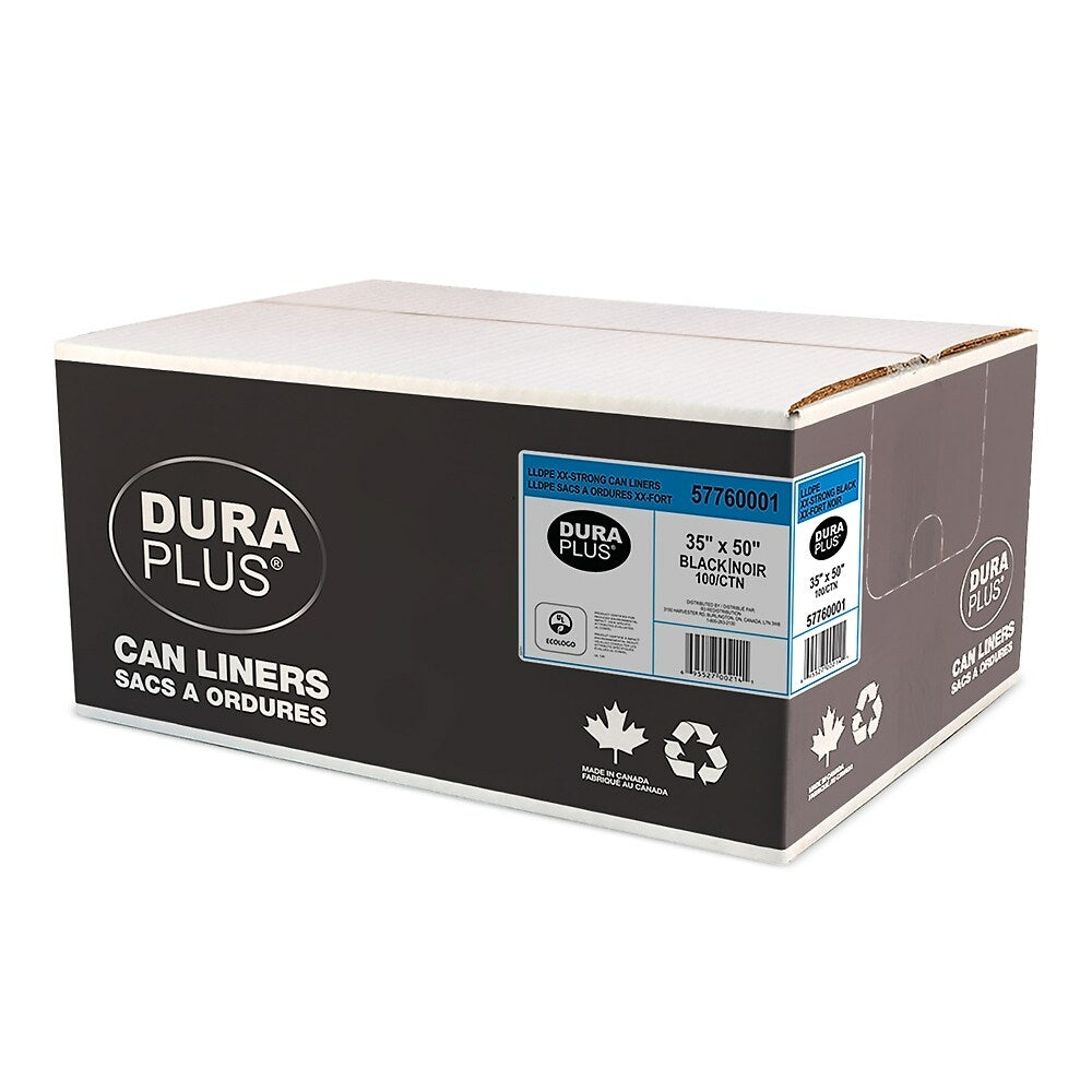 Image of Dura Plus Garbage Bags, Extra Strong, Black, 35" x 50", 100 Pack (SS3550 x x)
