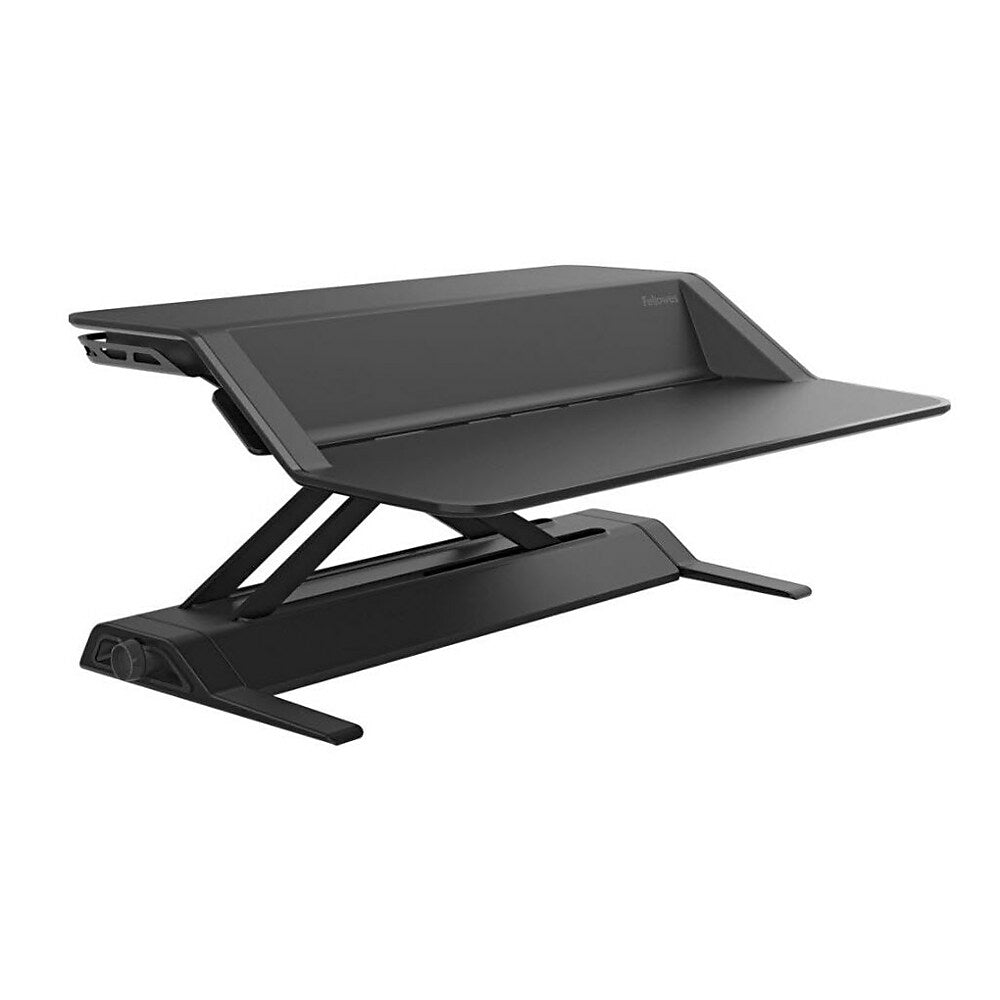 Image of Fellowes Lotus 32.75"W Sit to Stand Desk - Dual Monitor - Black