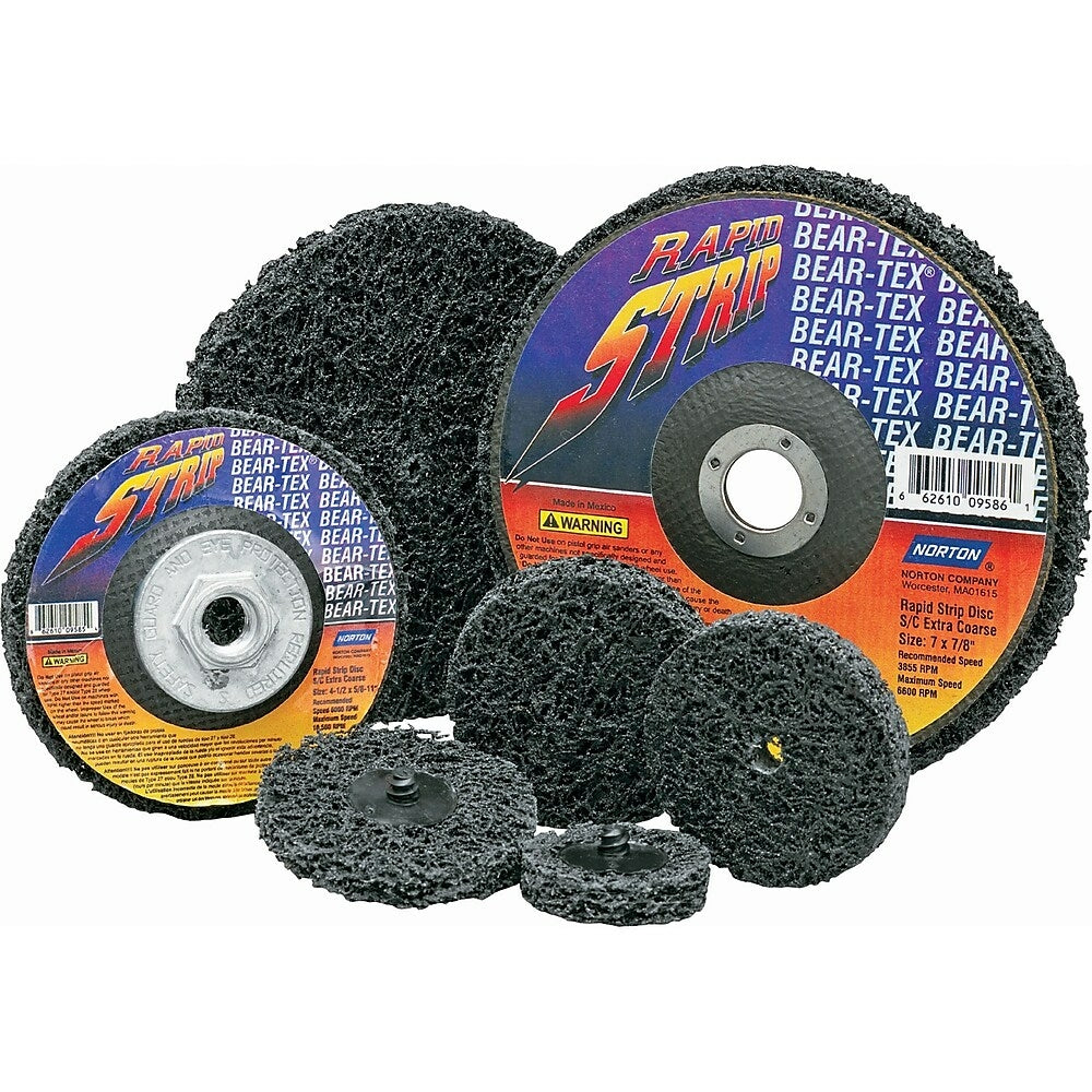 Image of Norton Bear-Tex Rapid Strip Discs, 4-1/2" Dia., Extra Coarse Grit, Silicon Carbide - 4 Pack