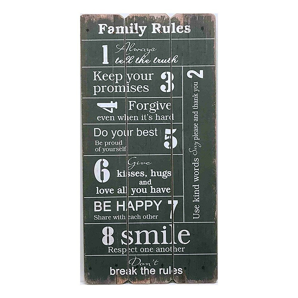 Image of Sign-A-Tology Vintage Wooden Sign - 24" x 12" - Grey Family Rules
