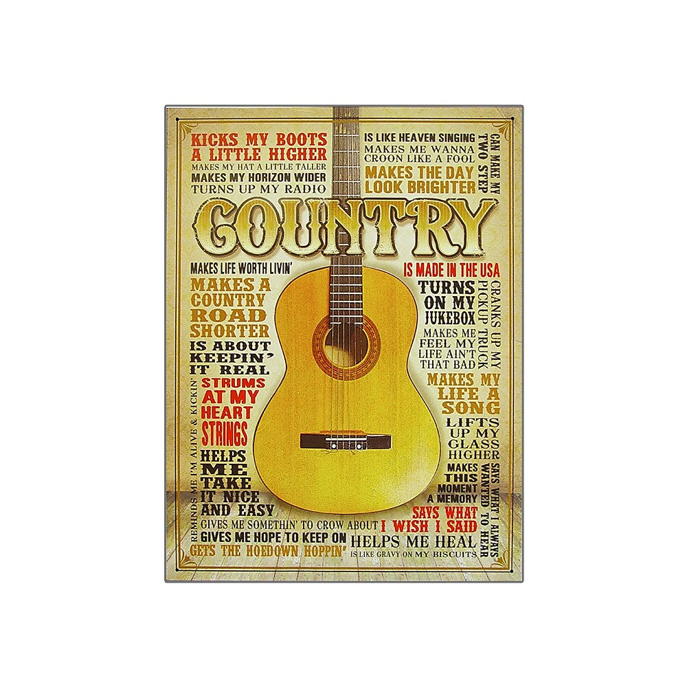 Image of Sign-A-Tology Country Guitar Vintage Wooden Sign - 12" x 16"
