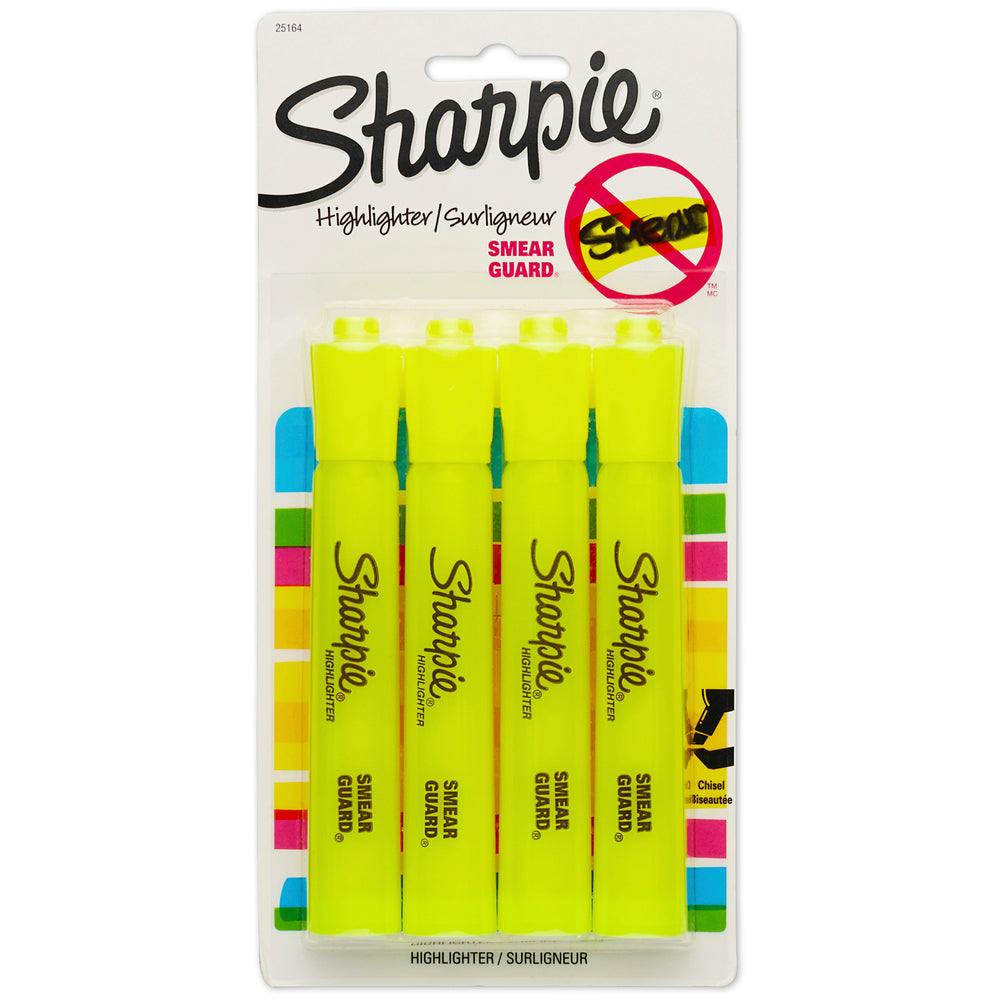 Image of Sharpie Accent Chisel Tip Tank-Style Highlighters - Yellow - 4 Pack