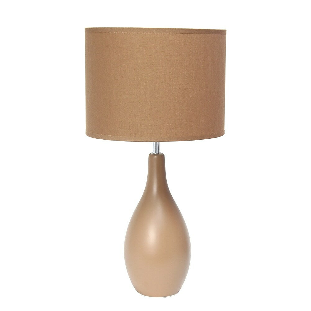 Image of Simple Designs Oval Bowling Pin Base Ceramic Table Lamp, Light Brown (LT2002-LBW)