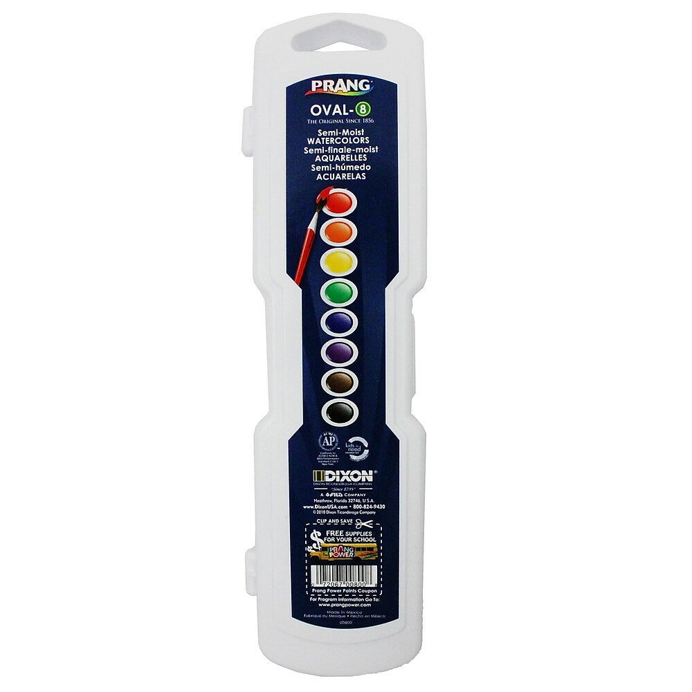 Image of Dixon Prang WaterColours Oval Pans 8 Colours, 3 Pack (DIX00800)