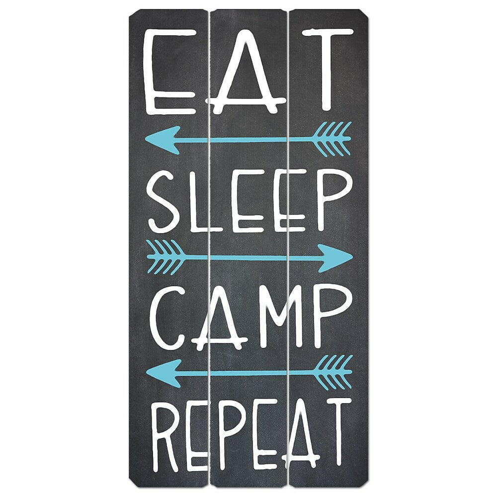 Image of Sign-A-Tology Eat sleep camp repeat Sign - 24" x 12"