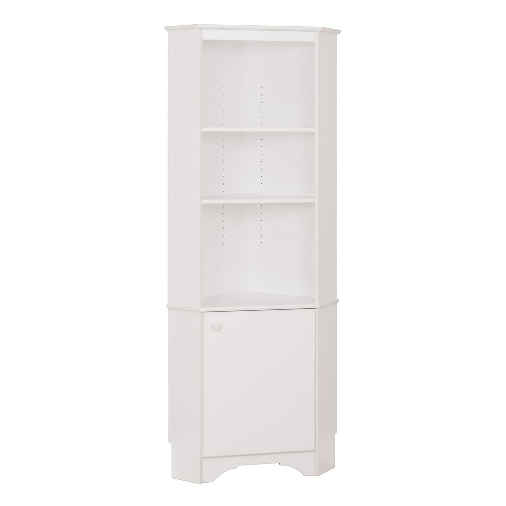 Image of Prepac Elite Tall 1-Door Corner Storage Cabinet - White