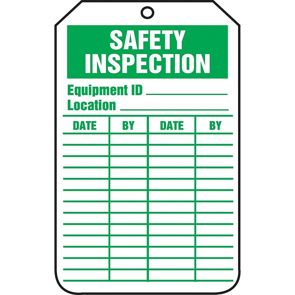 Image of Equipment Status and Inspection Safety Tags, Safety Inspection, SAU718, 25 Pack, White
